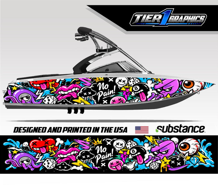 Bombs design ski and wake boat wrap by Tier 1 Graphics