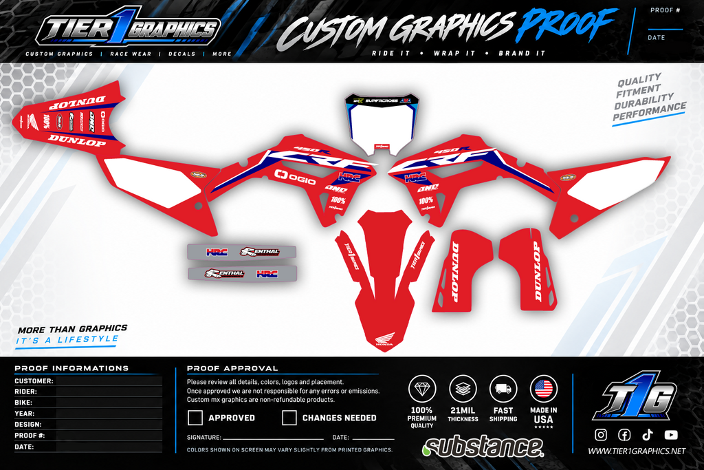 F-Look graphics kit on a Honda CRF dirt bike – view 2