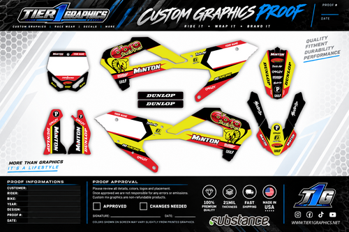Yellow/Red Slippery graphics kit on a Cobra CX50 SR – view 2