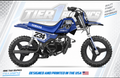 Blue/Black Daka graphics kit on a Yamaha PW50