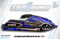 Blue Slash graphics kit on a Yamaha Superjet stand-up jet ski