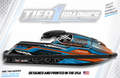 Blue Orange Crush graphics kit on a Yamaha Superjet stand-up jet ski