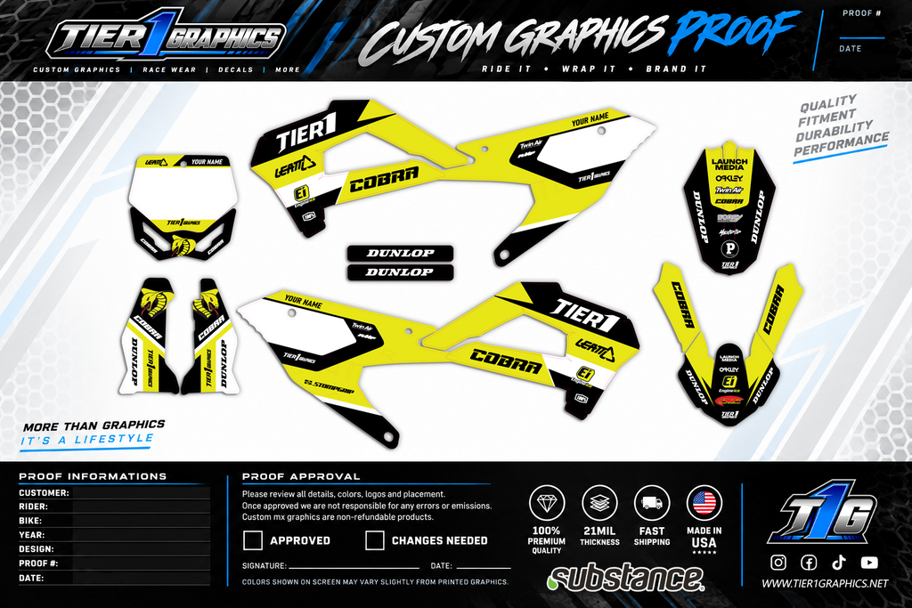 Yellow Grit graphics kit on a Cobra CX50 SR – view 2