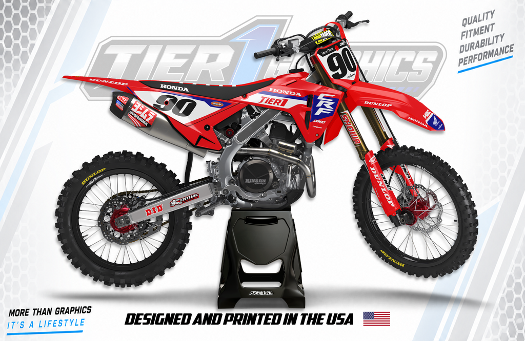 Hunta graphics kit on a Honda CRF dirt bike
