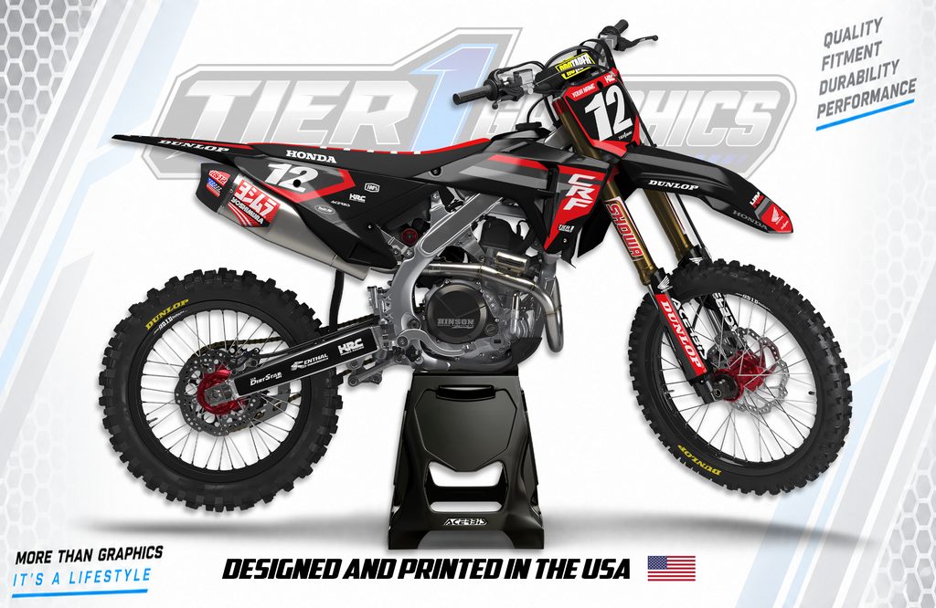 Lava graphics kit on a Honda CRF dirt bike