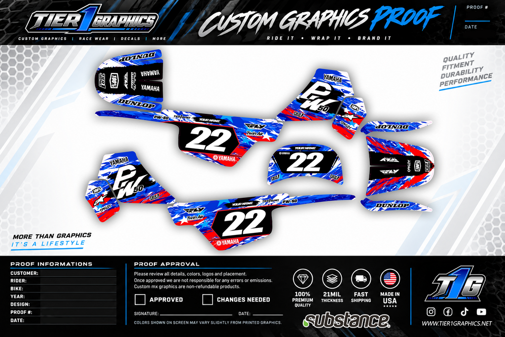 USA Ripped graphics kit on a Yamaha PW50 – view 2
