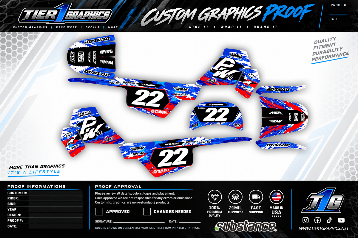 USA Ripped graphics kit on a Yamaha PW50 – view 2
