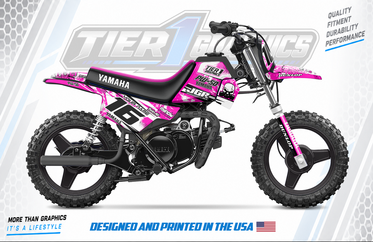 PinkZaz graphics kit on a Yamaha PW50