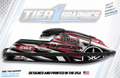 Red Craze graphics kit on a Yamaha Superjet stand-up jet ski