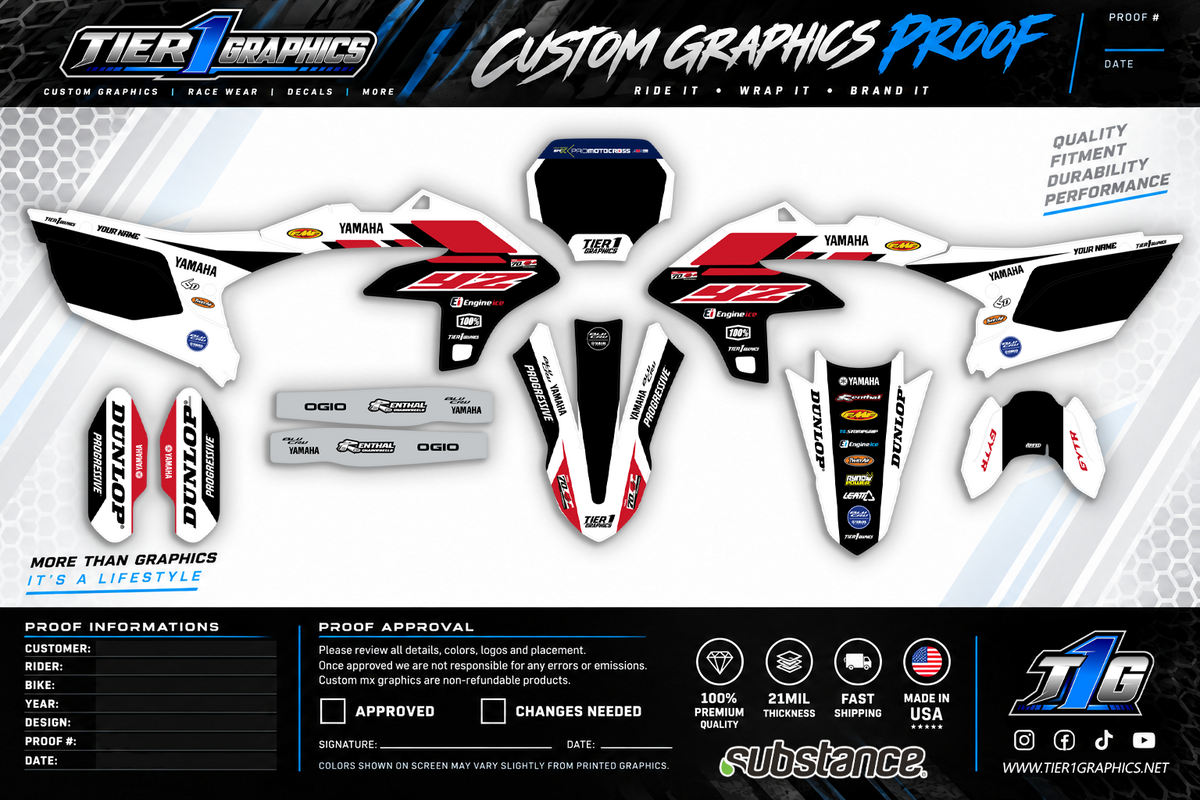 Red/White Slide graphics kit on a Yamaha YZ250F – view 2