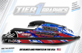Red White Blue Crash graphics kit on a Yamaha Superjet stand-up jet ski